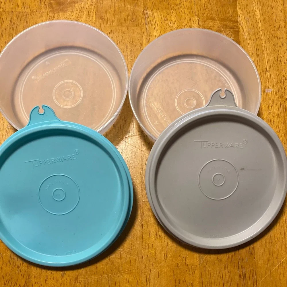 Tupperware Round Storage Bowls Set 215-86 Seal A Blue Gray Vintage